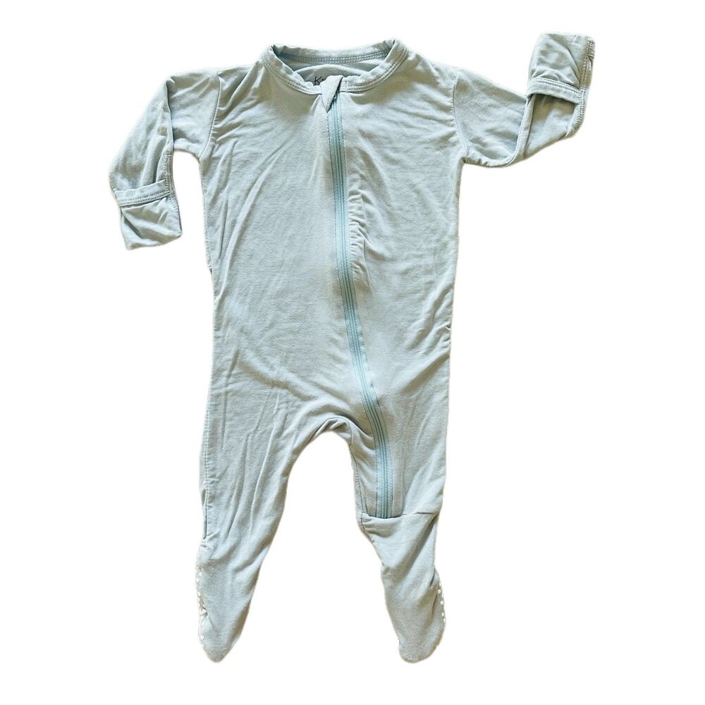 Kickee Pants Footie with 2 Way Zipper in Light Blue Size 0-3 months